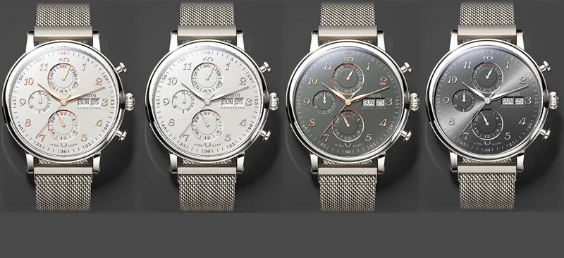 Reloj de lujo suizo LOBINNI para hombre, mecánico automático con calendario perpetuo, cristal de zafiro y multifunción L13019-8