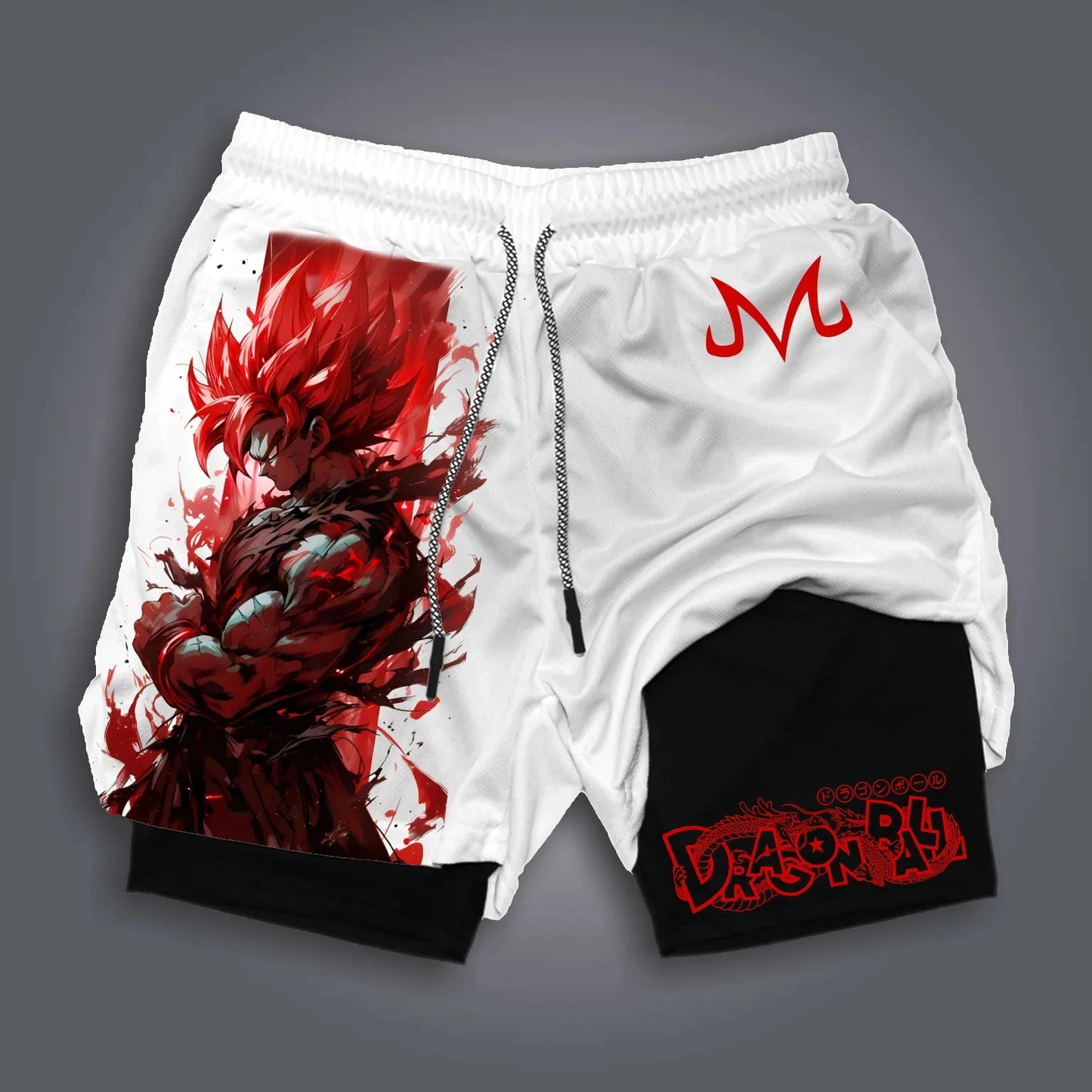 Bandai Dragon Ball Goku Printed Double-layer Shorts, Loose Men's and Women's Summer Sweat-wicking and Breathable Sports Shorts