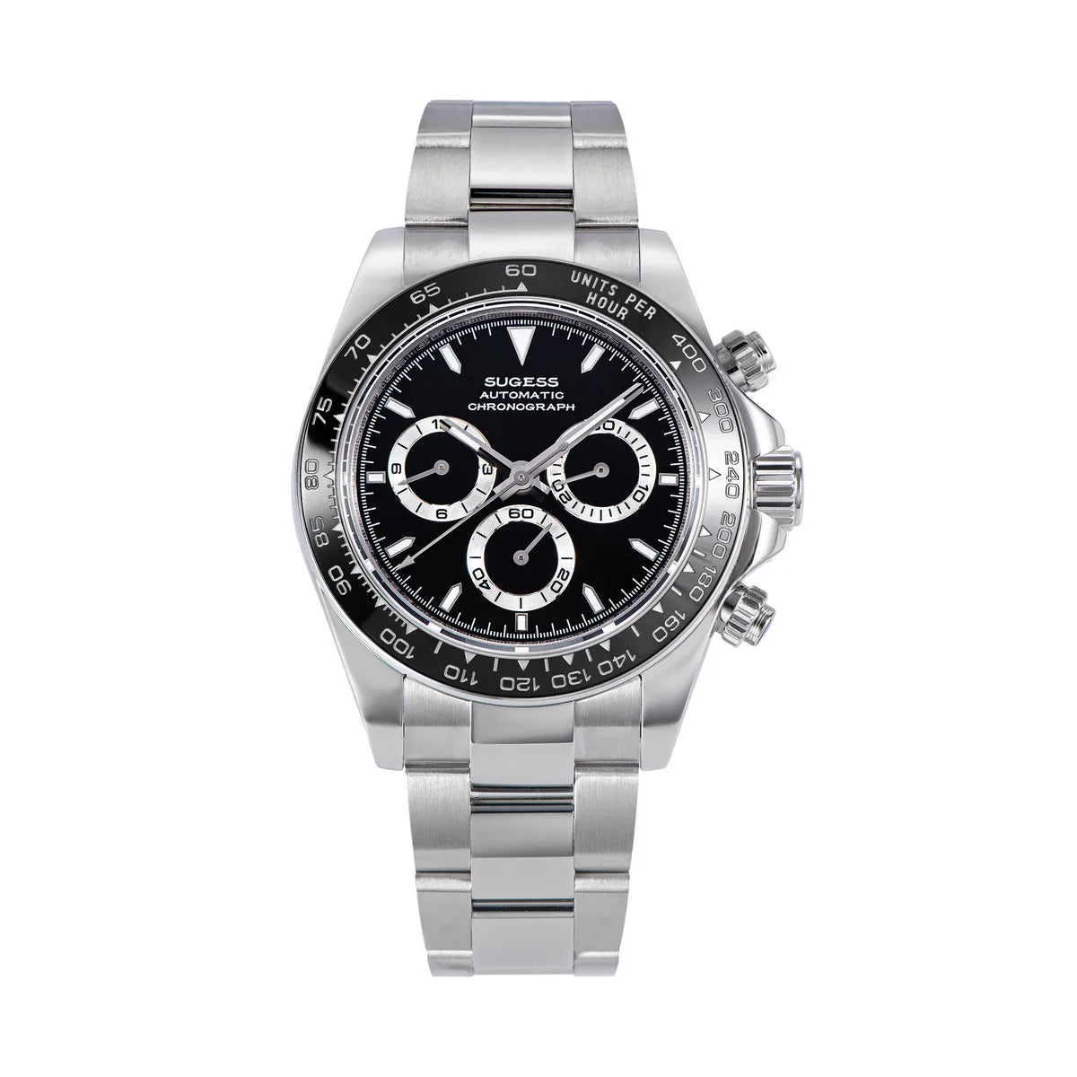 Sugess Panda Chronograph Movement Automatic Mechanical Chronograph Wristwatch Waterproof Diving Men Watches Ceramic Bezel Tona