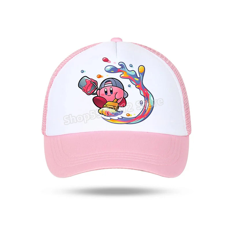 Kirby Summer Baseball Polyester Hats Universal Casual Cap Truck Driver Cartoon Peripheral Items Adult Adjustable Children Action
