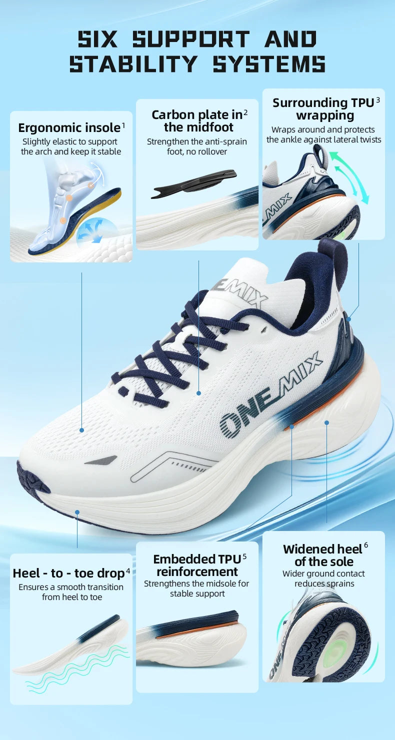 ONEMIX 2026 Jogging Running Shoes, Unisex Lightweight Sneakers, Road Wear-Resistant Fashion Sports Fitness Shoes