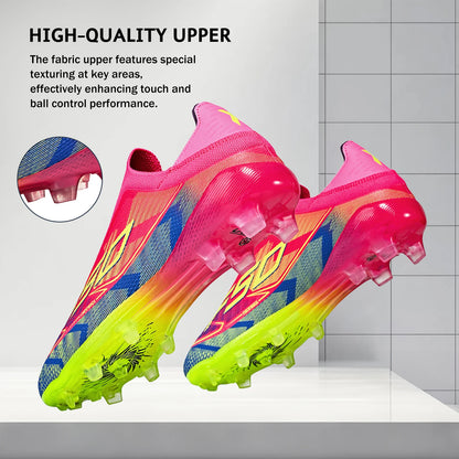 AG/FG Soccer Cleats for Men Women Kids Youth PU Fabric Upper TPU Sole Non-Slip Wear-Resistant for Natural Grass Sports Pitch Training