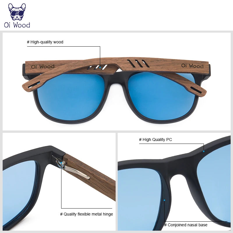 Oi Wood Sunglasses Polarized Black Walnut Wood Sunglasses for Man Polarized High Quality Sun Glasses Men UV400 Eyewear