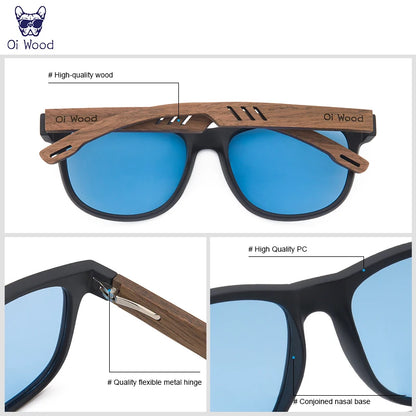 Oi Wood Sunglasses Polarized Black Walnut Wood Sunglasses for Man Polarized High Quality Sun Glasses Men UV400 Eyewear