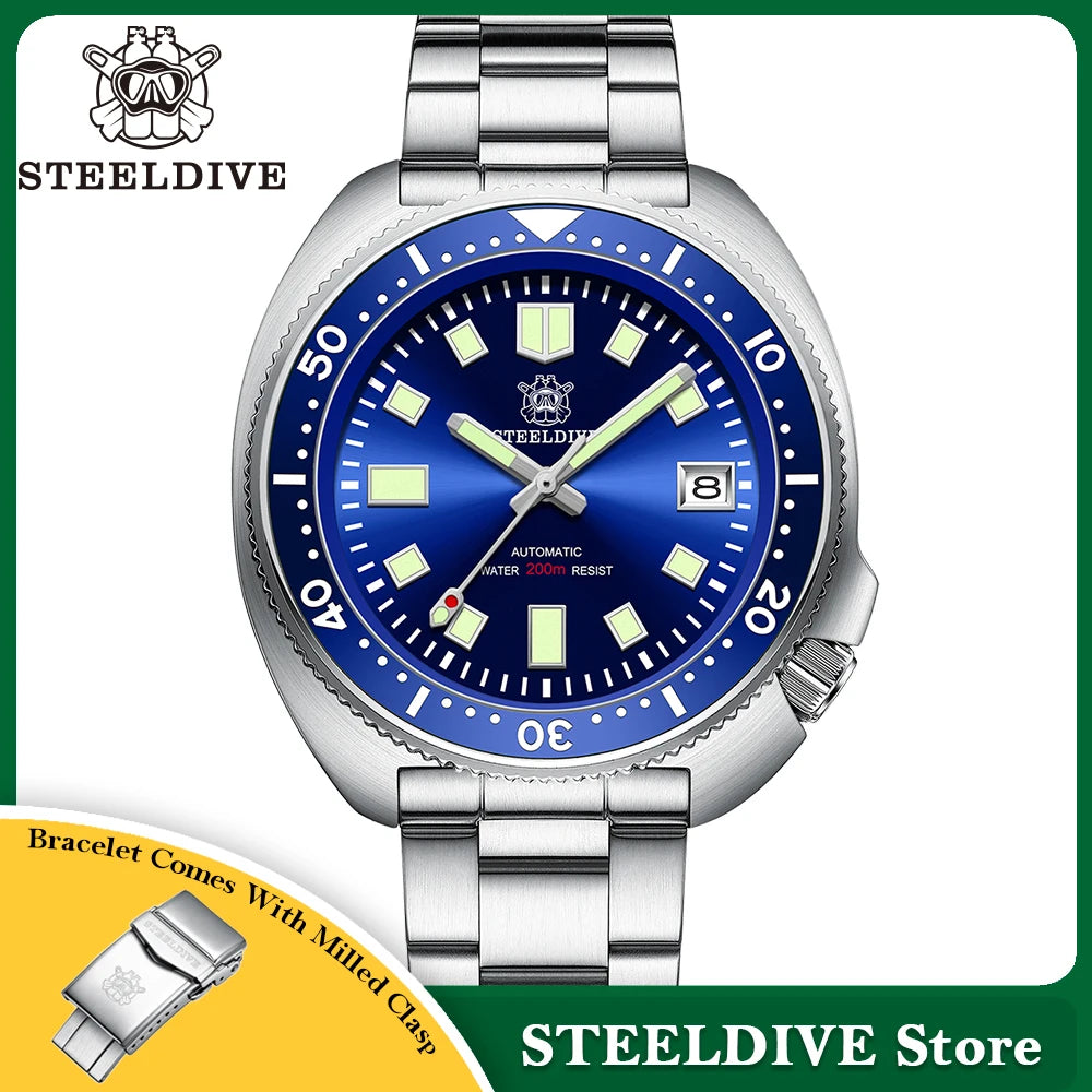 SD1970 New Arrival STEELDIVE Brand 20ATM Water Resistant Ceramic Bezel Insert Sapphire Glass NH35 Automatic Watch 6105 Turtle