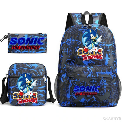 Sonic Backpacks Student School Bags for Teen Men Women Tote Bag Clutch Pocket Nylon Backpacks Travel Mochilas