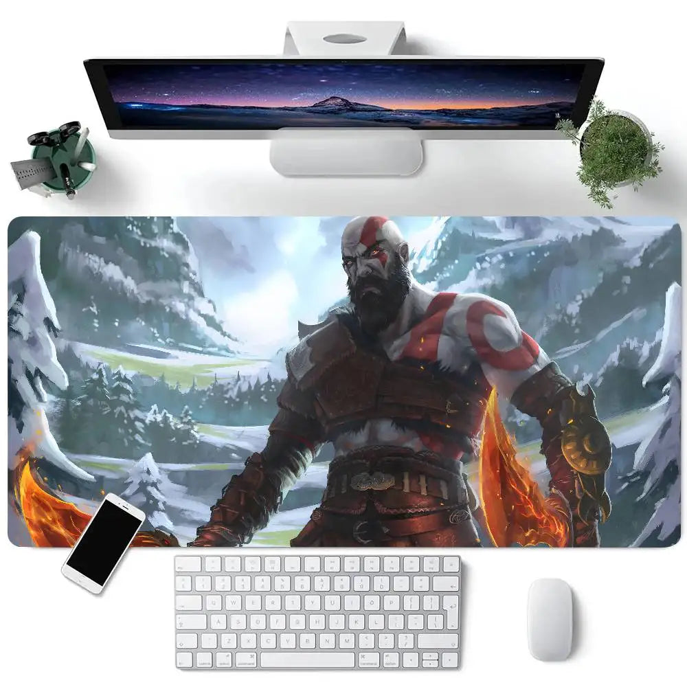 Game God Of War Kratos Mousepad Large Keyboard Desk Mat Gaming Mouse Pad LockEdge Non-slip Mat