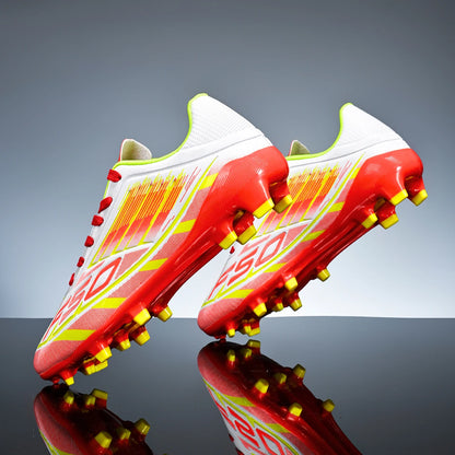 Chaussures de football AG FG pour adultes, tissu PU doux et agréable pour la peau, semelle extérieure antidérapante en TPU, résistantes à l'usure, pour les matchs sur gazon du week-end