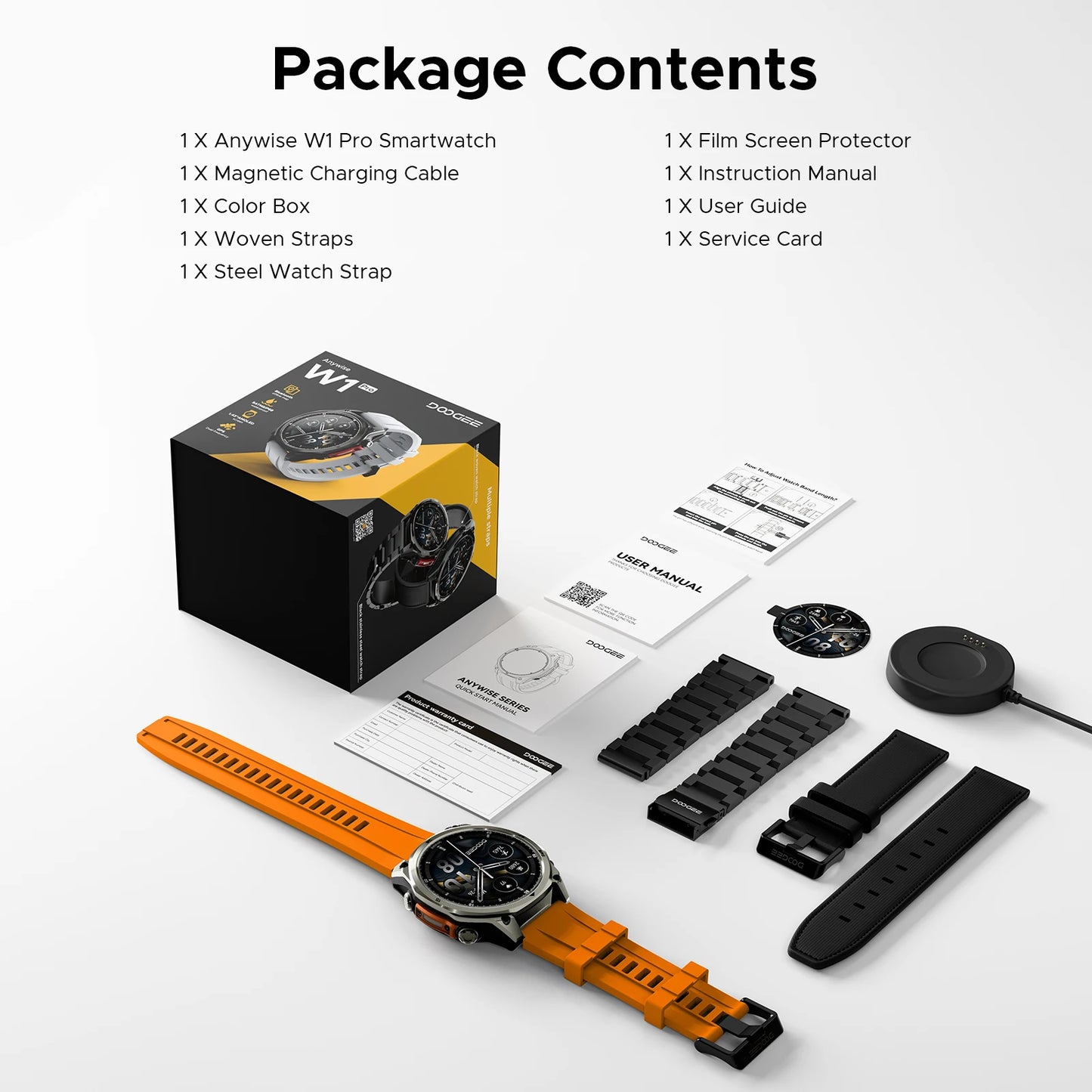 DOOGEE ANYWISE W1 PRO AI Smart Watch 1.43" AMOLED Display 5ATM IP68 Water Resistance GPS Tracking Sport Watch with Offine Maps