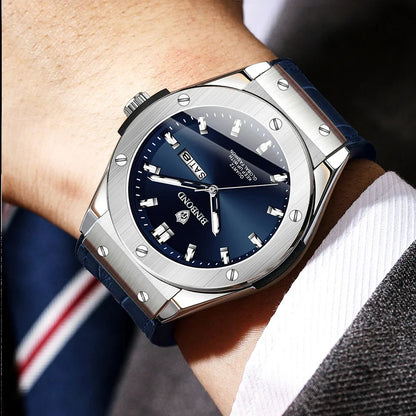Pánske hodinky, ležérny štýl, kožený remienok, automatický alebo quartzový model, luxusný doplnok, ideálny darček, trendy náramkové hodinky.