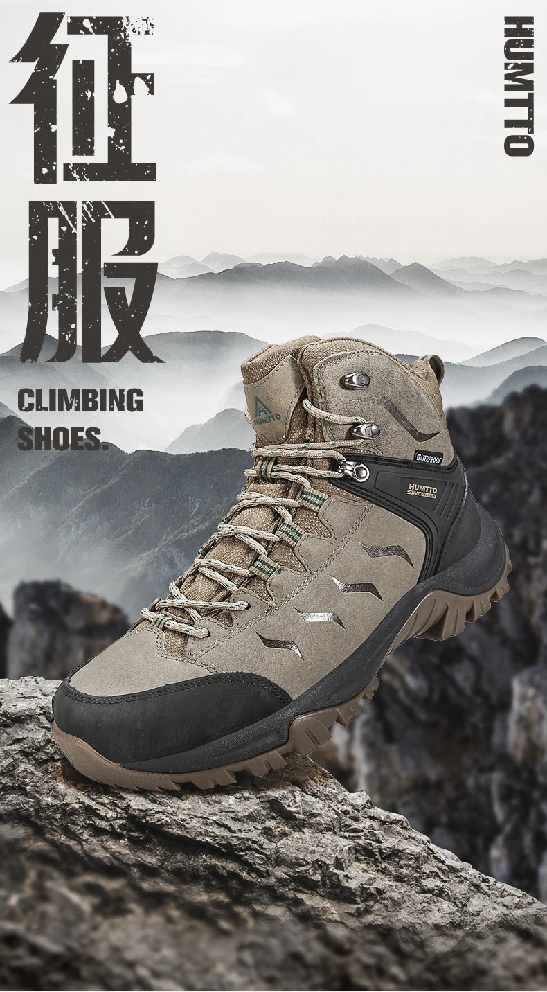 HUMTTO Hiking Shoes Men's Waterproof Hunting Boots Tactical Desert Combat Ankle Trekking Boots Male Women Warm Leather Sneakers