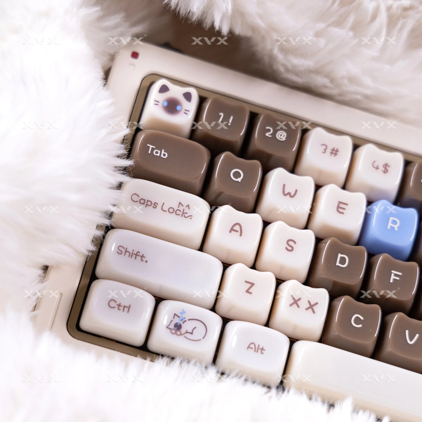 XVX 148 teclas teclas con temática de gatos perfil MAO, teclas coreanas brillantes y adorables para teclado 61 64 68 78 87 96 98 104 108