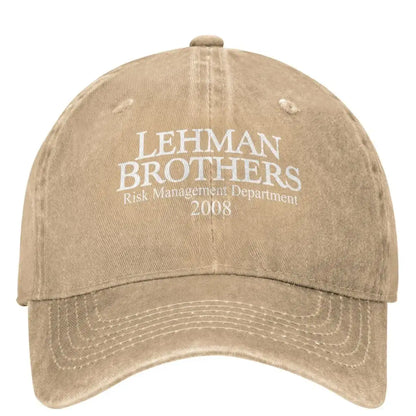 Lehman Brothers – kšiltovka s motivem řízení rizik – bankovní krach – kšiltovka typu „trucker“ – tenisová kšiltovka – skateová kšiltovka typu „snapback“ – dámské kšiltovky