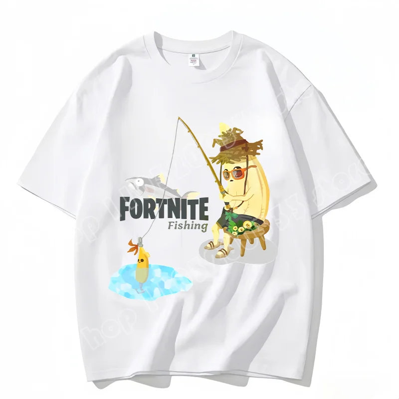 T-shirt Fortnite de gola redonda, unissexo para adulto, moda de dança do jogo, novo, em algodão puro, manga curta, perfeito para uso casual e férias