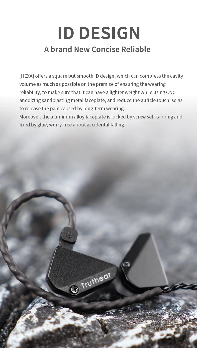 Auscultadores com Fio Híbridos Truthear HEXA 1DD+3BA – Auriculares In-Ear Monitor IEM de Alta Fidelidade com Cabo Banhado a Prata 0.78 2Pin