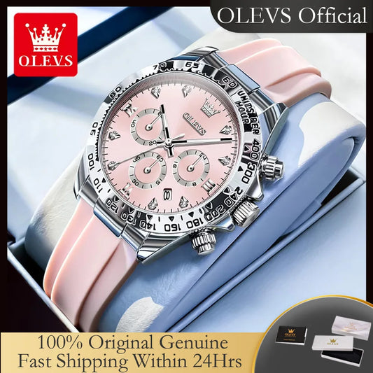 OLEVS 5618 Woman Watch Silicone Strap Luxury Brand Original Quartz Watch for Women Auto Date Waterproof Chronograph Ladies Clock