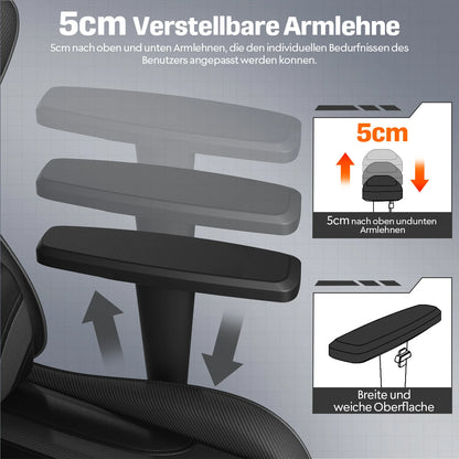 HOMALL Ergonomic Gaming Chair PU Leather Office Chair with Adjustable Armrest, Reclining Swivel Computer Chair for Gaming & Work