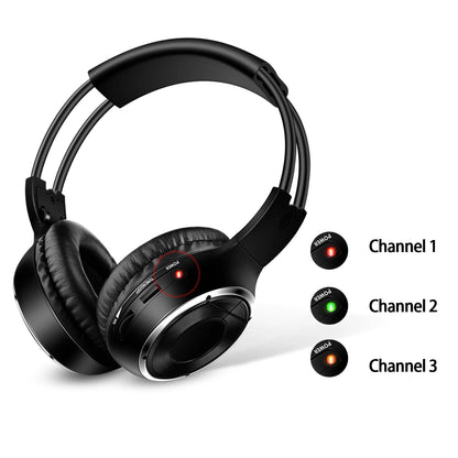 RF Silent Disco Foldable Wireless Headphones Bundle (3 Pcs with 1 Transmitter in 500m) -- House Party TV Dancing