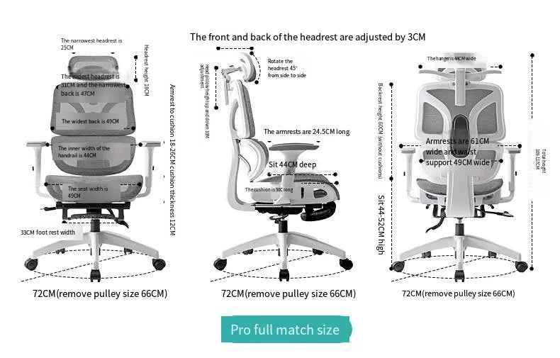 Ergonomic Gaming Chair Office Mesh Chair with 3D Lumbar Support, Adjustable Swivel Desk Chair, E-Sports Racing Chair with Footrest