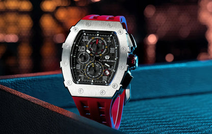TSAR BOMBA Watch for Men Luxury Brand Tonneau Design Waterproof Clock Stainless Steel Wristwatch Fashion Rectangle Men's Watch