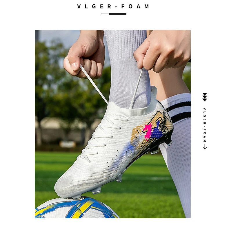New Men Football Boots Cleats Non-Slip Match Ultralight Soccer FG Training Shoes Soccer Shoes Long Spikes Outdoor Drop Shipping.