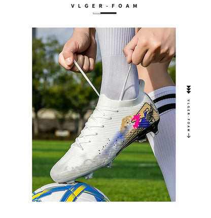 New Men Football Boots Cleats Non-Slip Match Ultralight Soccer FG Training Shoes Soccer Shoes Long Spikes Outdoor Drop Shipping.