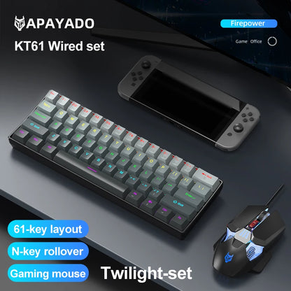 Teclado Mecânico Mini APAYADO K61, Com Fios, 61 Teclas, Phantom RGB, Switch Mecânico Vermelho/Azul Preto/Branco para Gaming, 60% Portátil