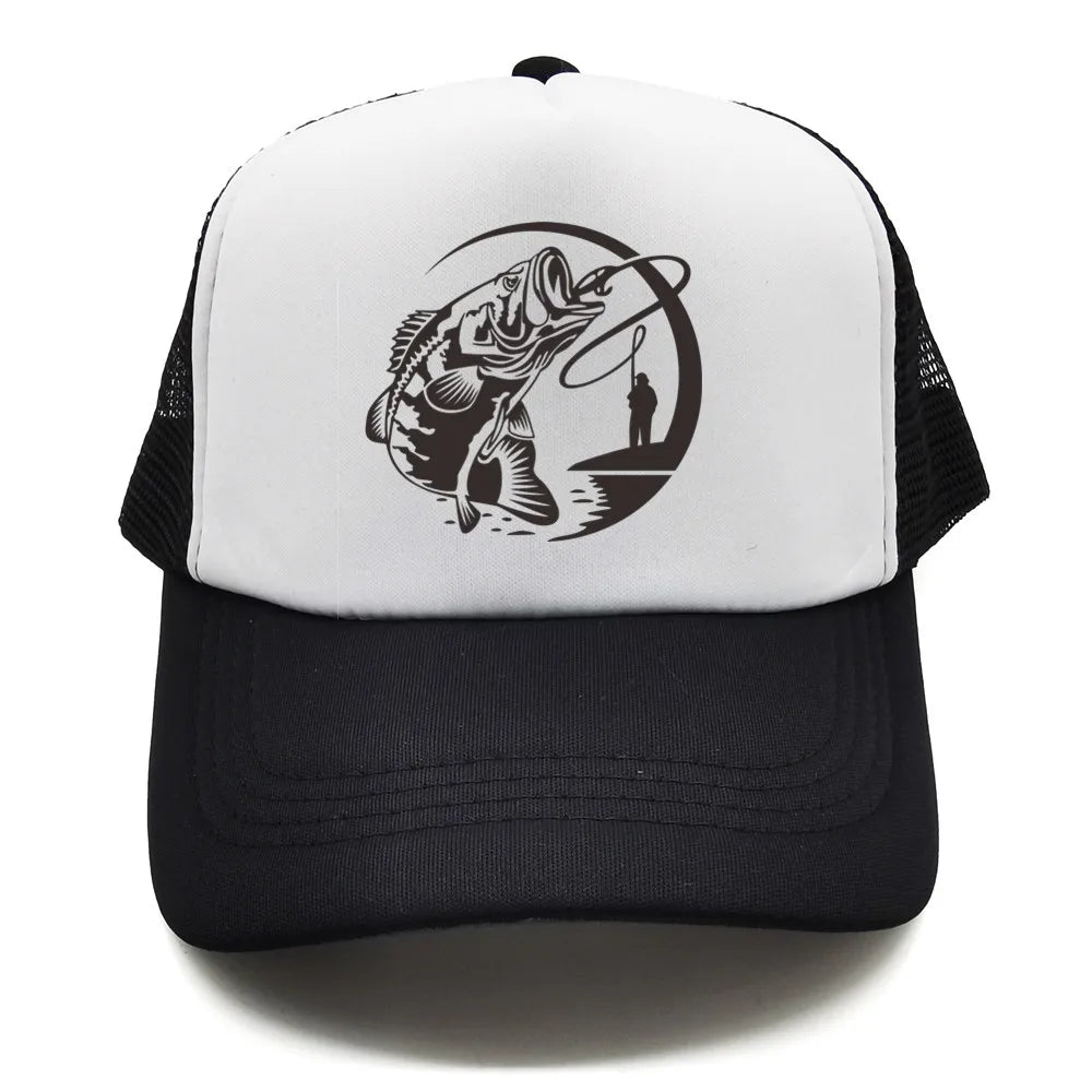 Fishing Skeleton Trucker Cap Summer Men Cool Fisherman Fishing Hat Baseball Cap Unisex Outdoor Mesh Net Caps MZ-238