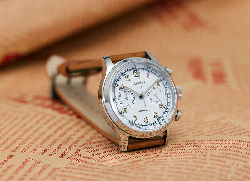 Baltany S5034 39mm Chronograph Watch Man Sapphire Crystal Panda Dial StainlessSteel Super Luminous Vintage Quartz Wristwatches