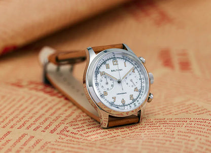 Baltany S5034 39mm Chronograph Watch Man Sapphire Crystal Panda Dial StainlessSteel Super Luminous Vintage Quartz Wristwatches