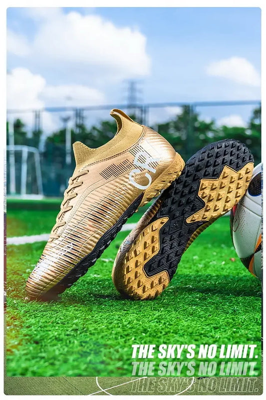 Kids Anti Collision Toe Football Boots Lace Up Closure Short Non Slip Studs Wearproof Breathable Outdoor Grass Game Shoes