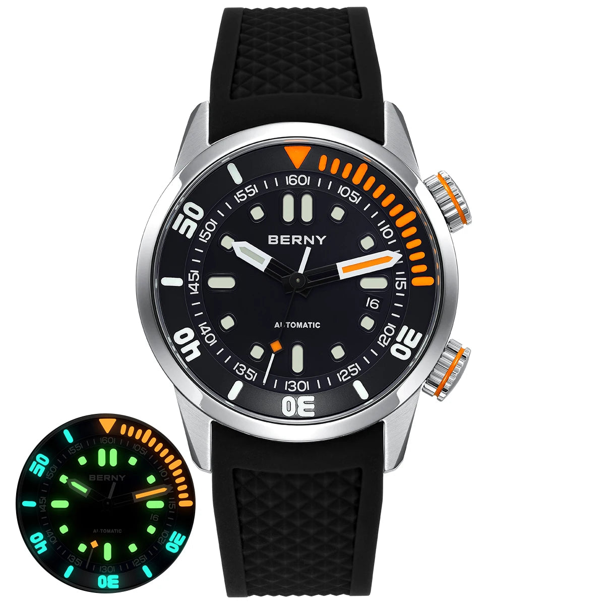 BERNY Automatic Professional Diving Watch for Men Super Luminous Scratch-resistant Sapphire Lens Top Mechanical Diver Watches