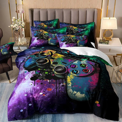 Set biancheria da letto gaming per bambino, copripiumino Queen ispirato ai videogiochi, copripiumino con design PlayStation per ragazzi e uomini giovani