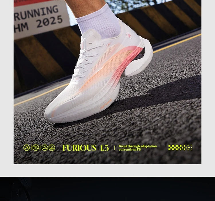 361 Degrees Furious 1.5 Men Running Sports Shoes Breathable Racing Marathon Rebound Cushioning Stable Male Sneakers 672512223F