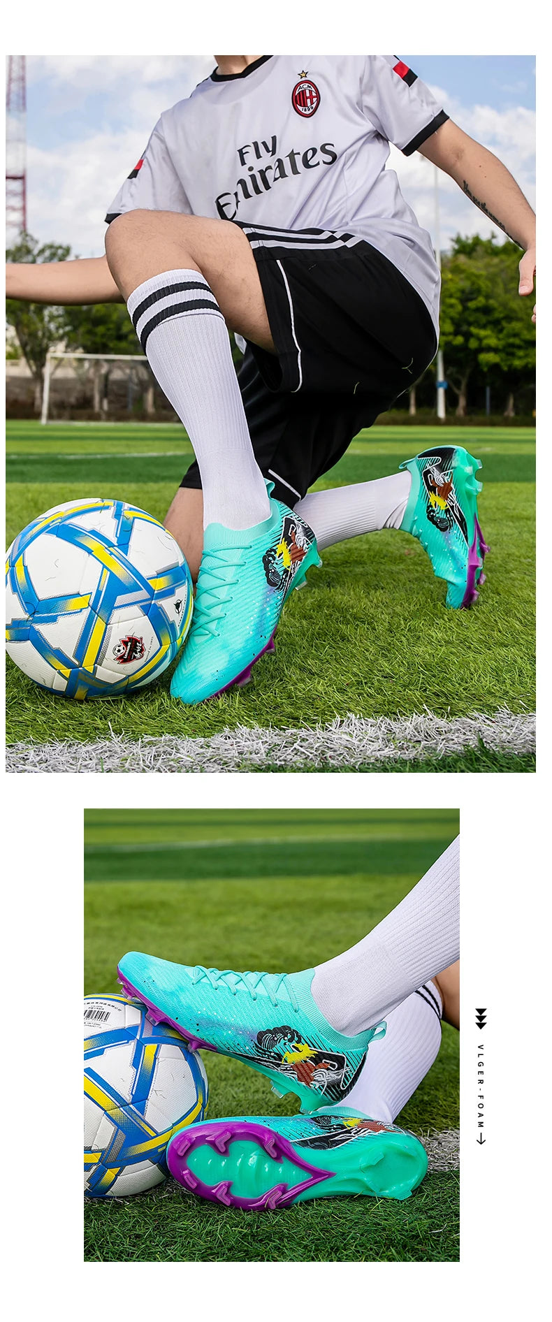 New Men's Soccer Shoes FG Non-Slip Long Spikes Football Boots Soccer Cleats Training Shoes Match Ultralight Outdoor Drop Shipping