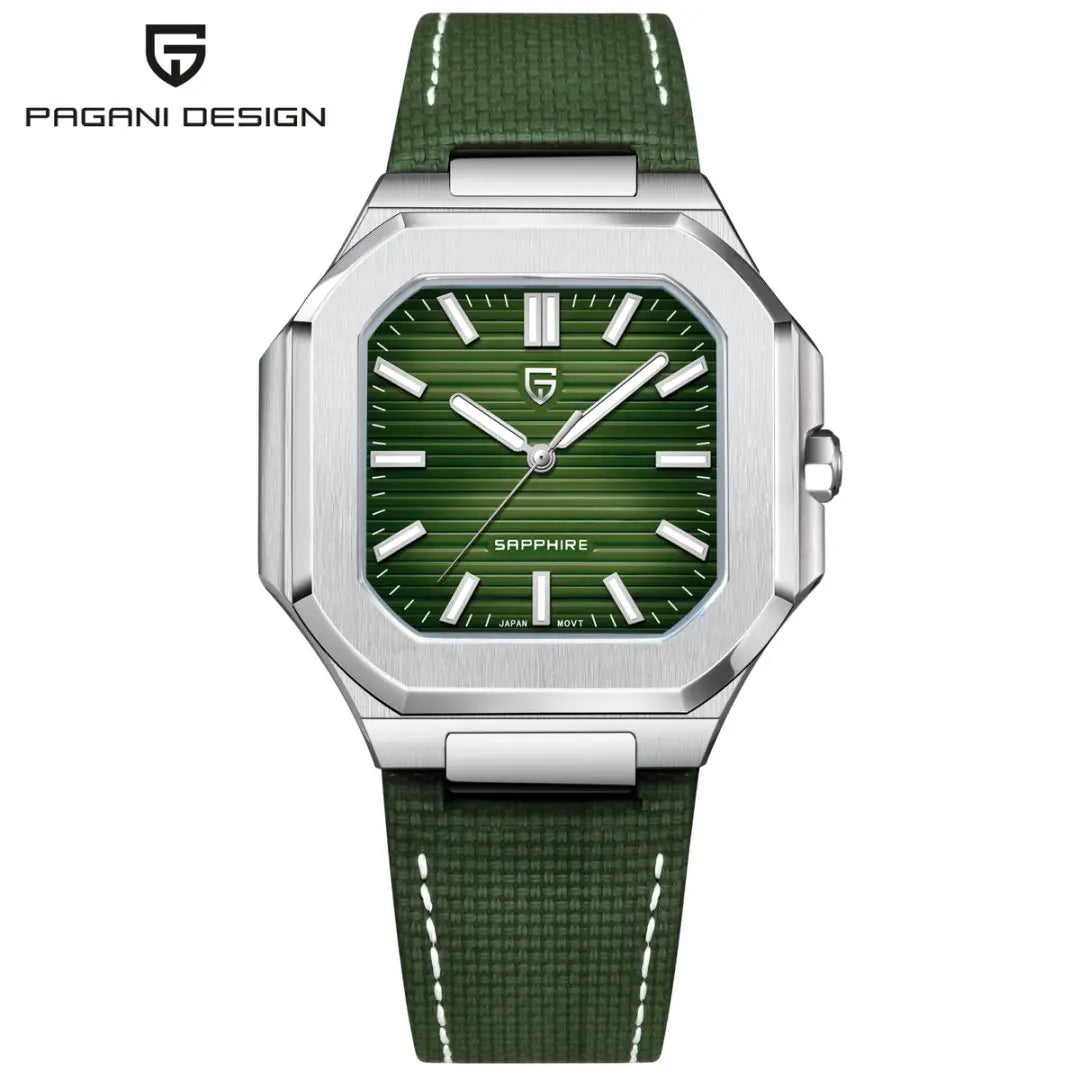 PAGANI DESIGN New V2 Orologio da uomo quadrato al quarzo, marchio di lusso premium, sportivo, impermeabile, in zaffiro e acciaio inossidabile
