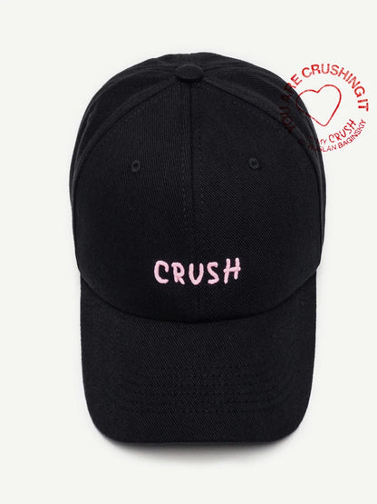 Cappellini da baseball unisex ricamati "crush" neri con iniziali ricamate, modello "Dad Hat", 100% cotone, per tutte le stagioni