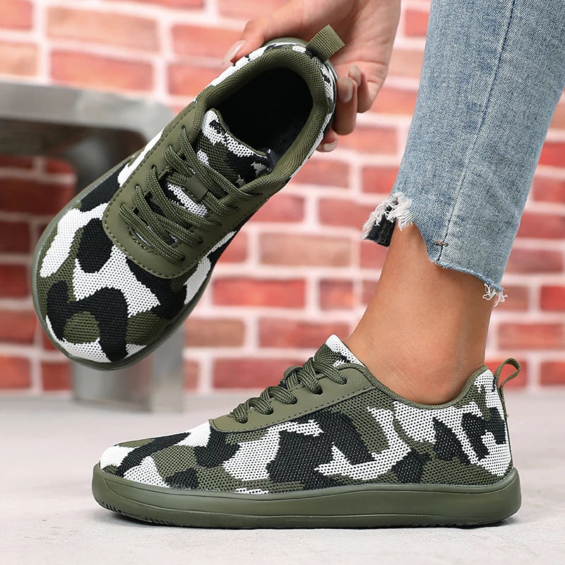 Camouflage Women's Shoes Wide Toe Breathable Mesh Comfortable Flat Bottom Barefoot Shoes New Soft Sole Men's Sneakers