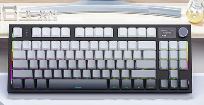 Tastiera meccanica ATTACK SHARK K86 con manopola in metallo, schermo smart TFT a colori, layout a 87 tasti, illuminazione RGB e connessione tri-mode