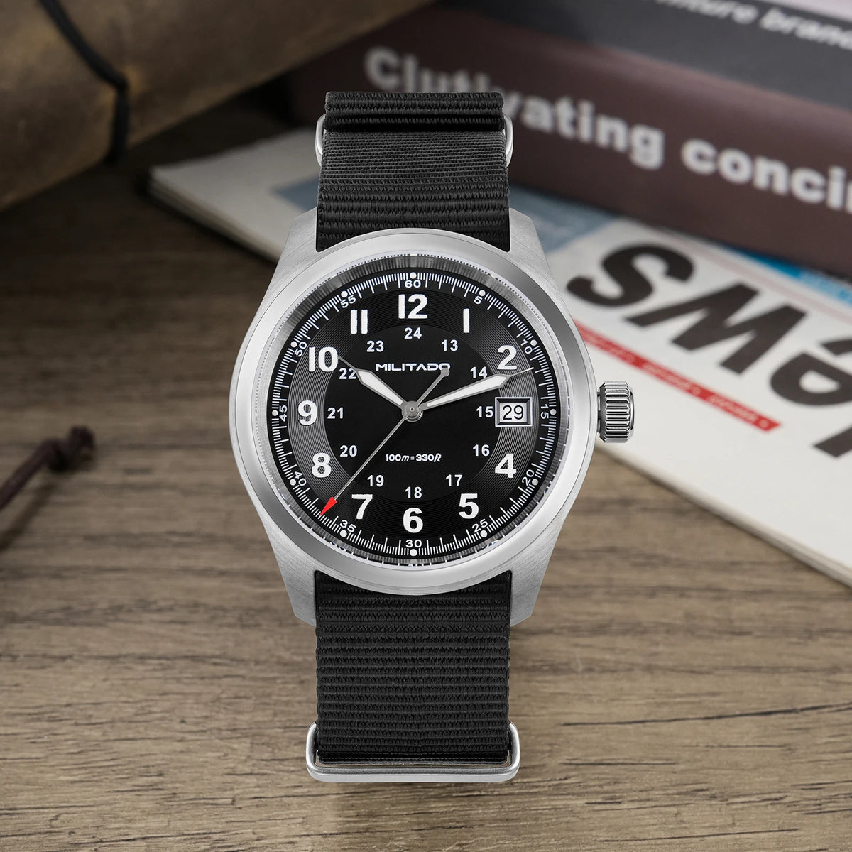Militado ML08 Vintage Quartz Watch Ronda 515 Movement Ar Sapphire Mirror 38Mm Wrist Watch Date Super Luminous Waterproof Watches