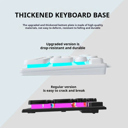 EWEADN GX330 Typewriter Gaming Keyboard, 104 Keys Wired Round Keycaps with Blue Backlit USB Wired Computer External Keyboards