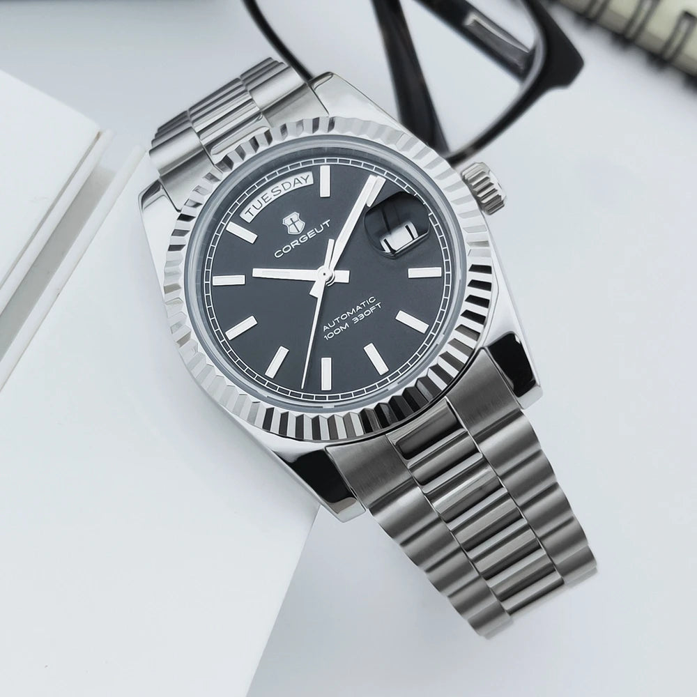 Orologio da uomo Corgeut Luxury 36MM ST1644 automatico meccanico con zaffiro, Relógio Masculino 10BAR, day, swim e dress watch