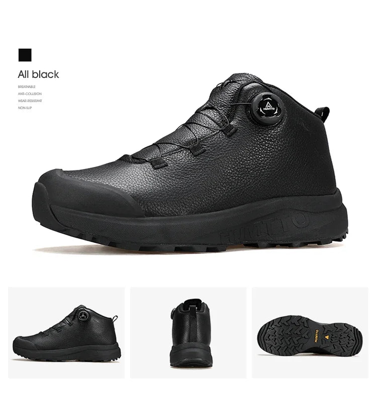 Zapatos de cuero HUMTTO para hombre, calzado deportivo de invierno para camping y actividades al aire libre, botas de trekking transpirables, zapatillas de senderismo antideslizantes para hombre