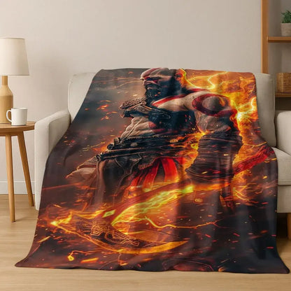 A Classics God of War Kratos Gamer Flannel Throw Blanket Soft Cozy Warm for Home Bedroom Bed Sofa Gift