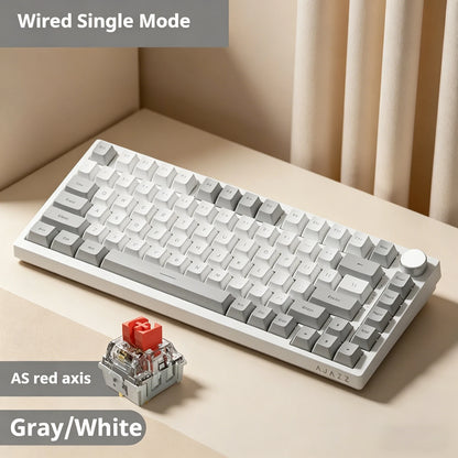 AJAZZ AK820 75% Wired Mechanical Keyboard: Hot‑Swappable, RGB/White/Ice‑Blue Backlit, Volume Knob Control | For Office & Gaming