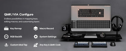 Teclado mecánico inalámbrico EPOMAKER Split70 QMK/VIA 70% con diseño dividido, conexión cableada/BT/2.4Ghz y perilla programable, modificador Mac