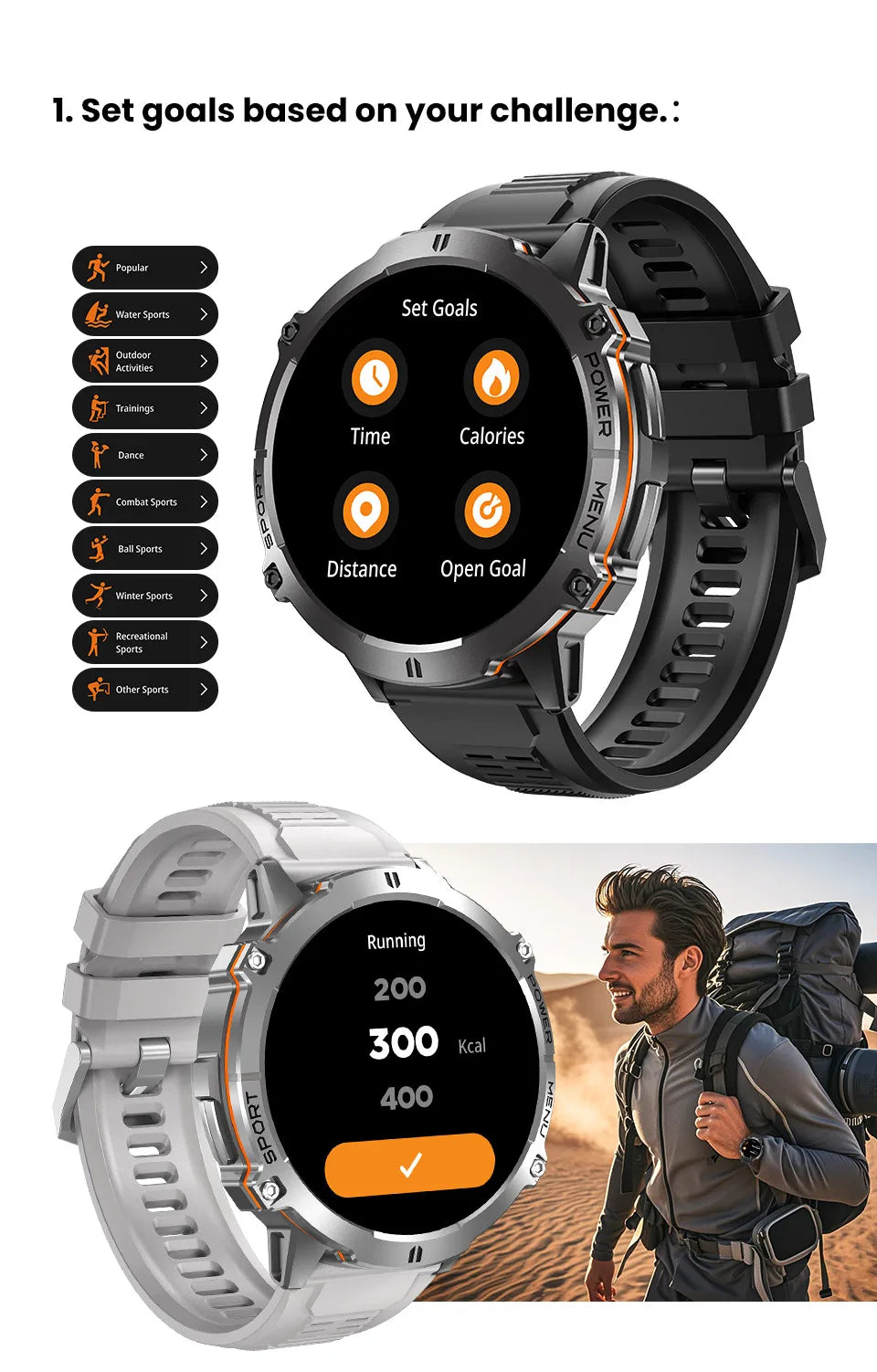 2026 Novo Smartwatch Militar TANK X3 para Homem, Bateria 1000mAh, 10ATM À Prova de Água para Natação, Percurso GPS, Ecrã AMOLED HD de 1.75", Chamadas e Desporto