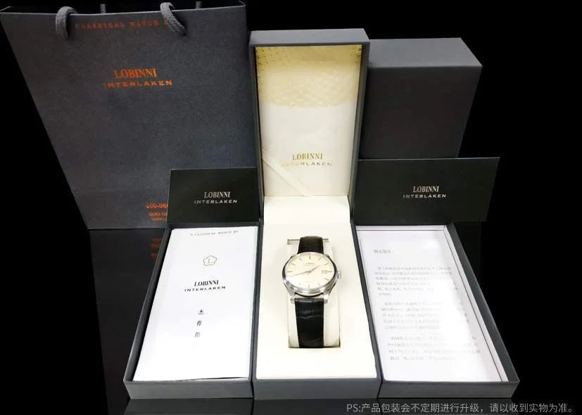Reloj de lujo suizo LOBINNI para hombre, mecánico automático con calendario perpetuo, cristal de zafiro y multifunción L13019-8
