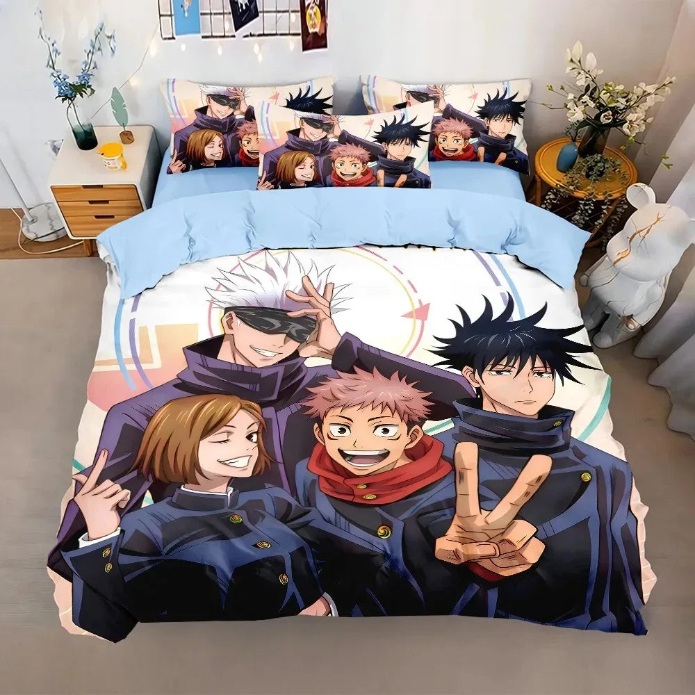 Japan Famous Anime Duvet Cover Sets, Jujutsu Kaisen Bedding Set, Satoru Gojo Bedding Set for Teenagers Boys Adults