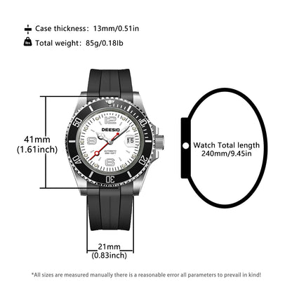 DEESIO Men's Automatic Mechanical Watch Stainless Steel Luminous Date Sports Casual Luxury Watch Gift for Men Sapphire Crystal